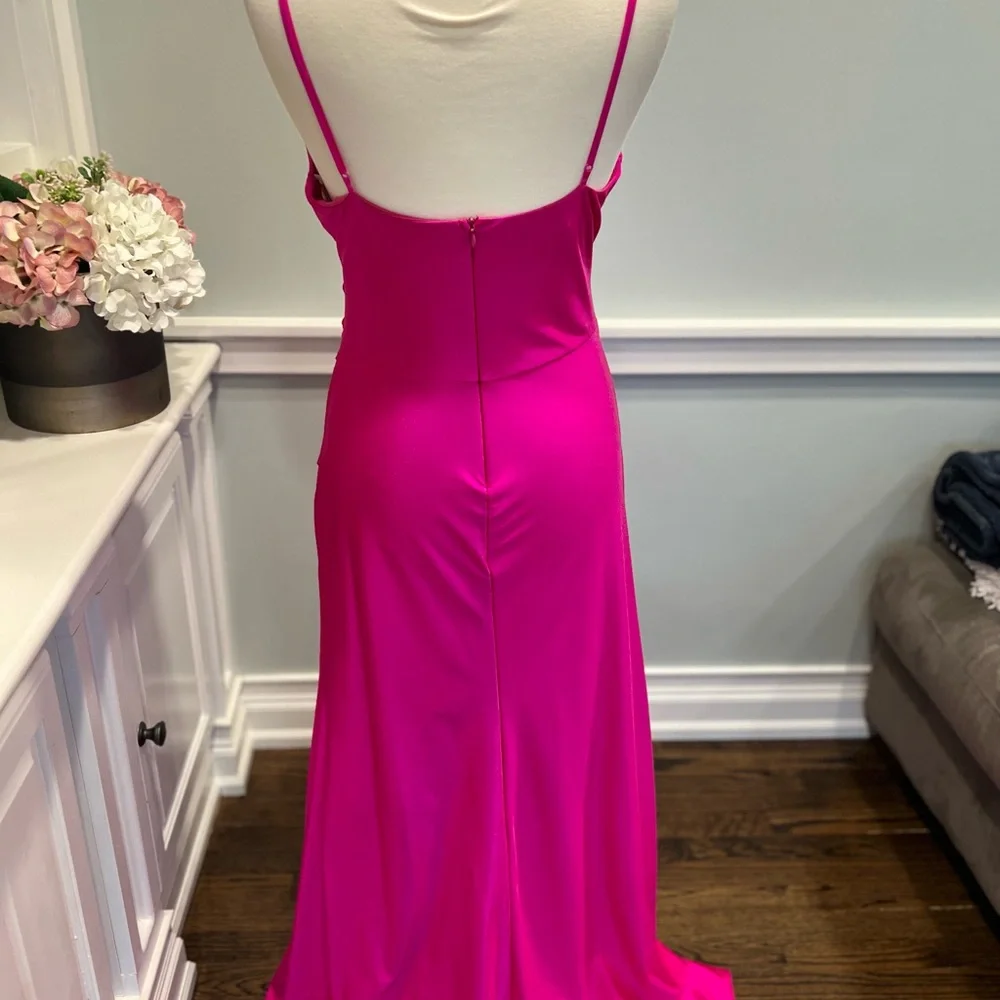 Pink Ruched Wrap Cocktail Dress - Picture 6 of 6